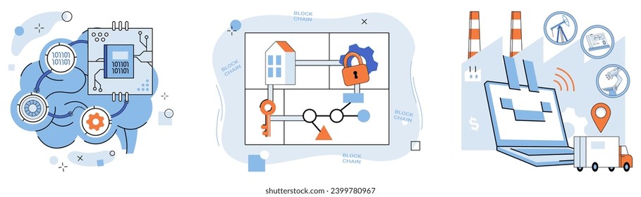 Industry 4 vector illustration. Industry 4.0 heralds dawn digital future, where automation and technology intertwine The industrial revolution evolves in cyberspace Industry 4, powered by artificial