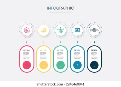 industry 4.0, automation, digitization, digital marketing, digital world, icons Infographic design layout design template. Creative presentation concept with 5 steps