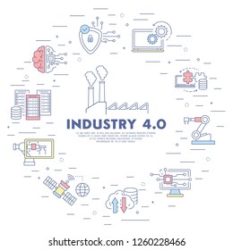 Industry 4.0 Background. Flat Design. Vector Illustration.