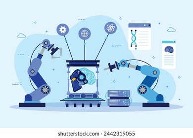 Industry 4.0 Background. fourth industrial revolution. smart industrial revolution, automation, robot assistants, iot, cloud and bigdata. Industry 4.0 banner.