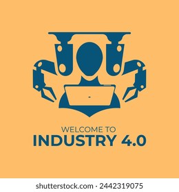 Industry 4.0 Background. fourth industrial revolution. smart industrial revolution, automation, robot assistants, iot, cloud and bigdata. Industry 4.0 banner.
