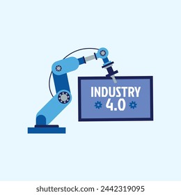 Industry 4.0 Background. fourth industrial revolution. smart industrial revolution, automation, robot assistants, iot, cloud and bigdata. Industry 4.0 banner.