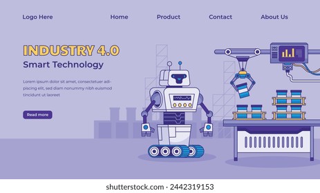Industry 4.0 Background. fourth industrial revolution. smart industrial revolution, automation, robot assistants, iot, cloud and bigdata. Industry 4.0 banner.