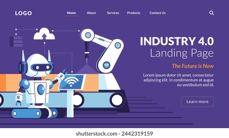 Industry 4.0 Background. fourth industrial revolution. smart industrial revolution, automation, robot assistants, iot, cloud and bigdata. Industry 4.0 banner.