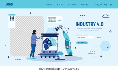 Industry 4.0 Background. fourth industrial revolution. smart industrial revolution, automation, robot assistants, iot, cloud and bigdata. Industry 4.0 banner.