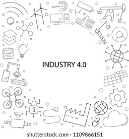 Industry 4.0 background from line icon. Linear vector pattern