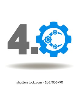 Industry 4.0 cog wheel robot manipulator icon vector. Industry 4.0 AI IoT Automation Technology Symbol.