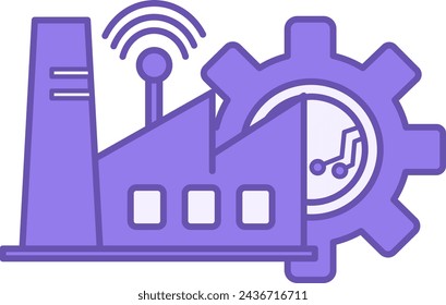 Industry 4.0 Color Icon. Vector Icon of Industrial Building, Wi-Fi Network, and Gear. Fourth Industrial Revolution. Smart Factory. Concept of Technology and Innovation