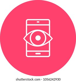 Konzept der Industrie 4.0: Großes Auge auf Smartphone-Bildschirm, Vektorgrafik