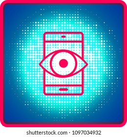 Industry 4.0 concept: Big eye on smart phone screen, illustration vector
