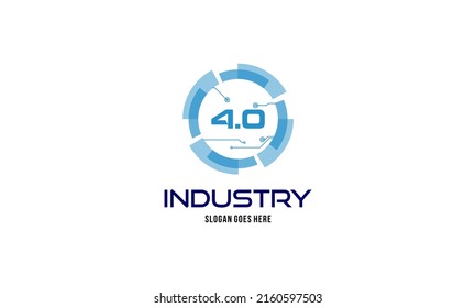 Industry 4.0 concept business control or logo, world factory and wheel eclectic, cyber physical syst