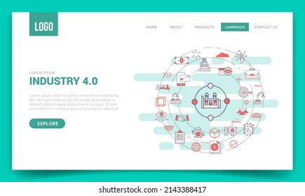 concepto de la industria 4.0 con icono de círculo para plantilla de sitio web o página de inicio