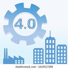 Industry 4.0 Concept For Designs. Construction Industrial Concept. Technology. Media. Gear Illustration.
