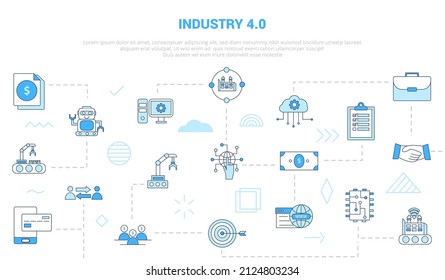 industry 4.0 concept with icon set template banner with modern blue color style