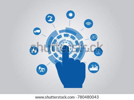 Industry 4.0 concept image. industrial instruments in the factory, Internet of things network