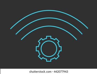 Industry 4.0 concept logo vector. Gear and wifi waves united to symbolize the smart factories of the future.