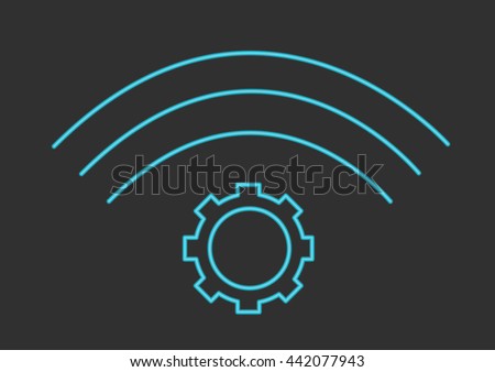 Industry 4.0 concept logo vector. Gear and wifi waves united to symbolize the smart factories of the future.