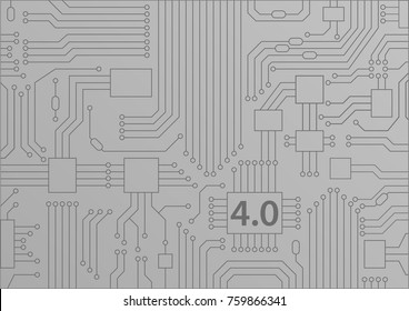 Industry 4.0 concept as vector background with circuit board / CPU illustration