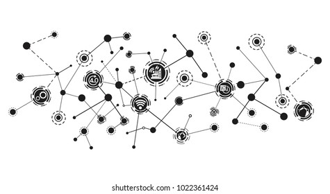 Industry 4.0 Concept,smart Factory With Icon Flow Automation ,Industrial Internet Of Things As Vector Illustration