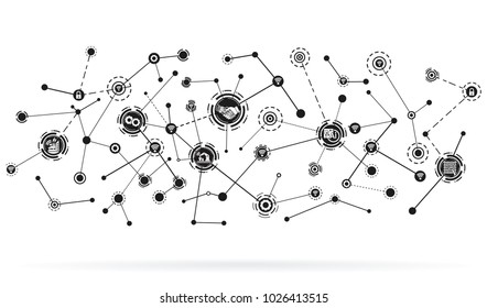 industry 4.0 concept,smart factory with icon flow automation ,Industrial internet of things as vector illustration
