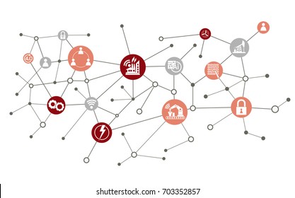 industry 4.0 concept,smart factory with icon flow automation ,Industrial internet of things as vector illustration