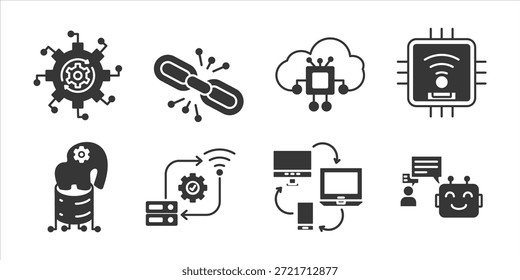 Coleção de conjuntos de ícones do Industry 4.0 glyph	