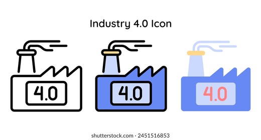 Industry 4.0 Icon Related to Internet of Things. Line, Line Color, Flat Style.