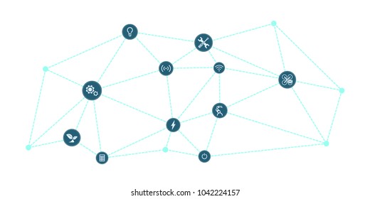 Industry 4.0 Icon Set With AI Net