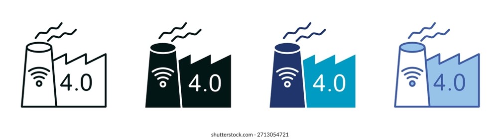 Conjunto de iconos de la industria 4.0 que consta de varios estilos de Ilustración vectorial