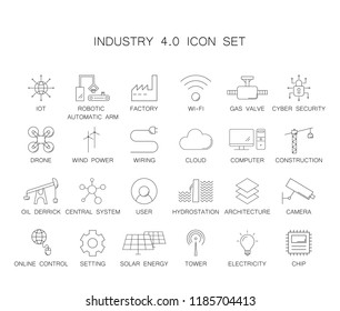 Industry 4.0 icon set. Line icon vector