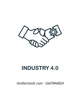 Industry 4.0 Icon. Simple Line Element Industry 4.0 Symbol For Templates, Web Design And Infographics