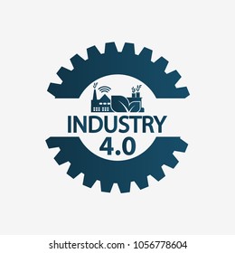 Industry 4.0 icon,logo factory,technology concept.vector illustration