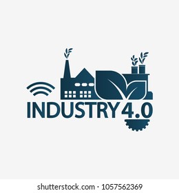 Industry 4.0 icon,logo factory,technology concept.vector illustration