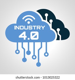 Industry 4.0, iot, cloud, icon, logo vector design illustration.