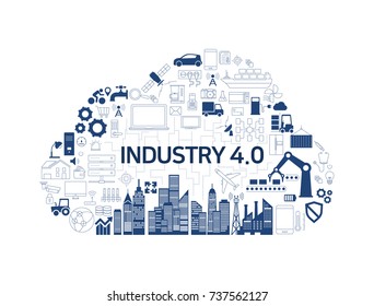 Industry 4.0, iot, cloud, icon