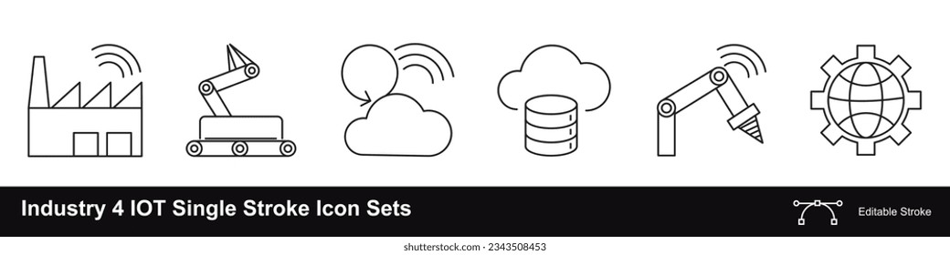 Industry 4.0 IOT single stroke vector icons scalable