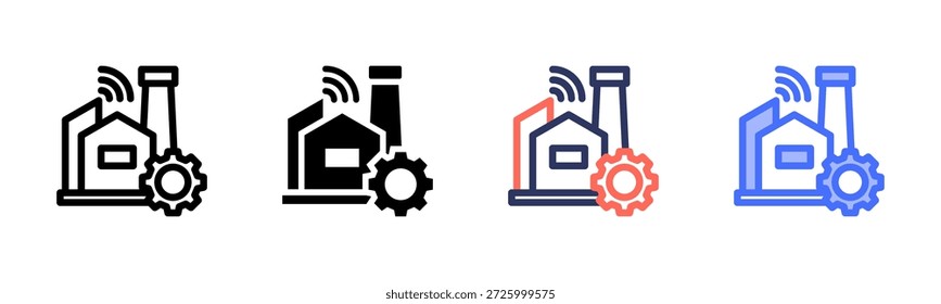 Conjunto de iconos de estilo múltiple de la industria 4.0