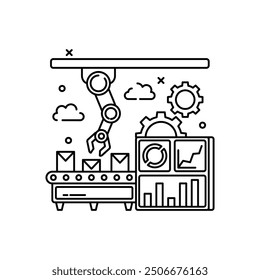 Industry 4.0 Outline Icon, Vector illustration