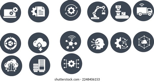 Industry 4.0 Related Vector design Icons