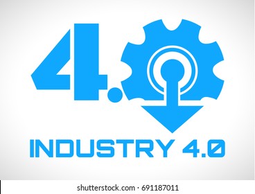 Industry 4.0 Smart Factory concept logo,Gear and arrow to symbolize the industry 4.0