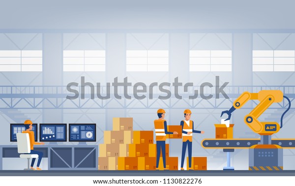 Industry 40 Smart Factory Concept Workers Stock Vector (Royalty Free ...