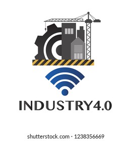 Industry 4.0 Vector Building logo, construction working concept Vector illustration