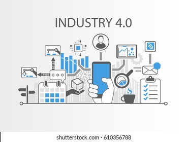 Industry 4.0 vector illustration background as example for internet of things technology