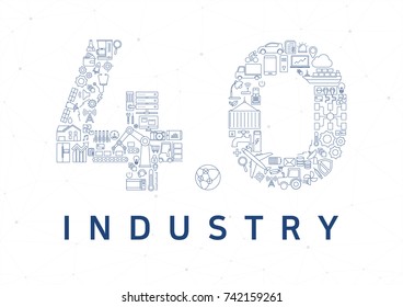 Industry 4.0 vector illustration background. Internet of things concept 
