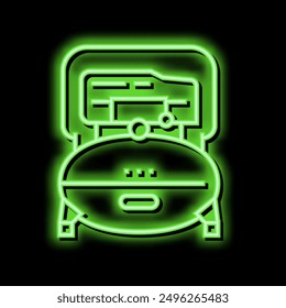 Compresor de aire industrial Vector de señal de luz de neón. Ilustración del compresor de aire industrial