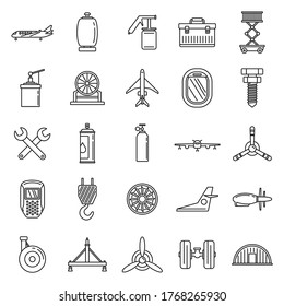 Industry aircraft repair icons set. Outline set of industry aircraft repair vector icons for web design isolated on white background