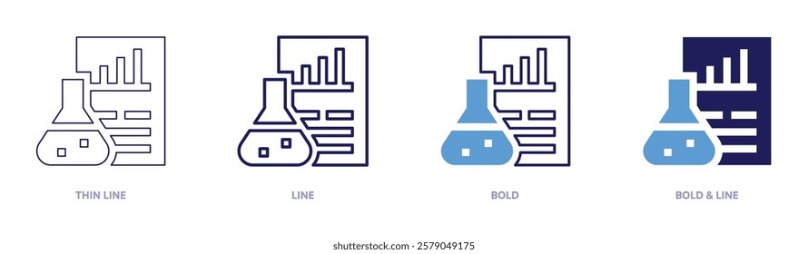 Industry analysis icon in 4 different styles. Thin Line, Line, Bold, and Bold Line. Duotone style. Editable stroke.