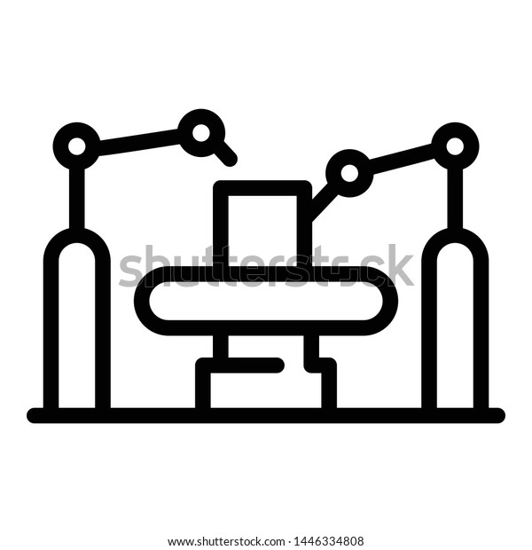 Industry assembly\
line icon. Outline industry assembly line vector icon for web\
design isolated on white\
background