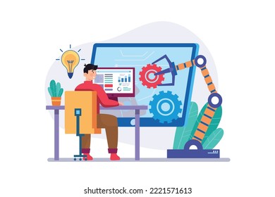Industry Automation Illustration concept. A flat illustration isolated on white background