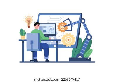 Industry Automation Illustration concept on white background